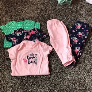 Carters 3pack onesies with matching pants